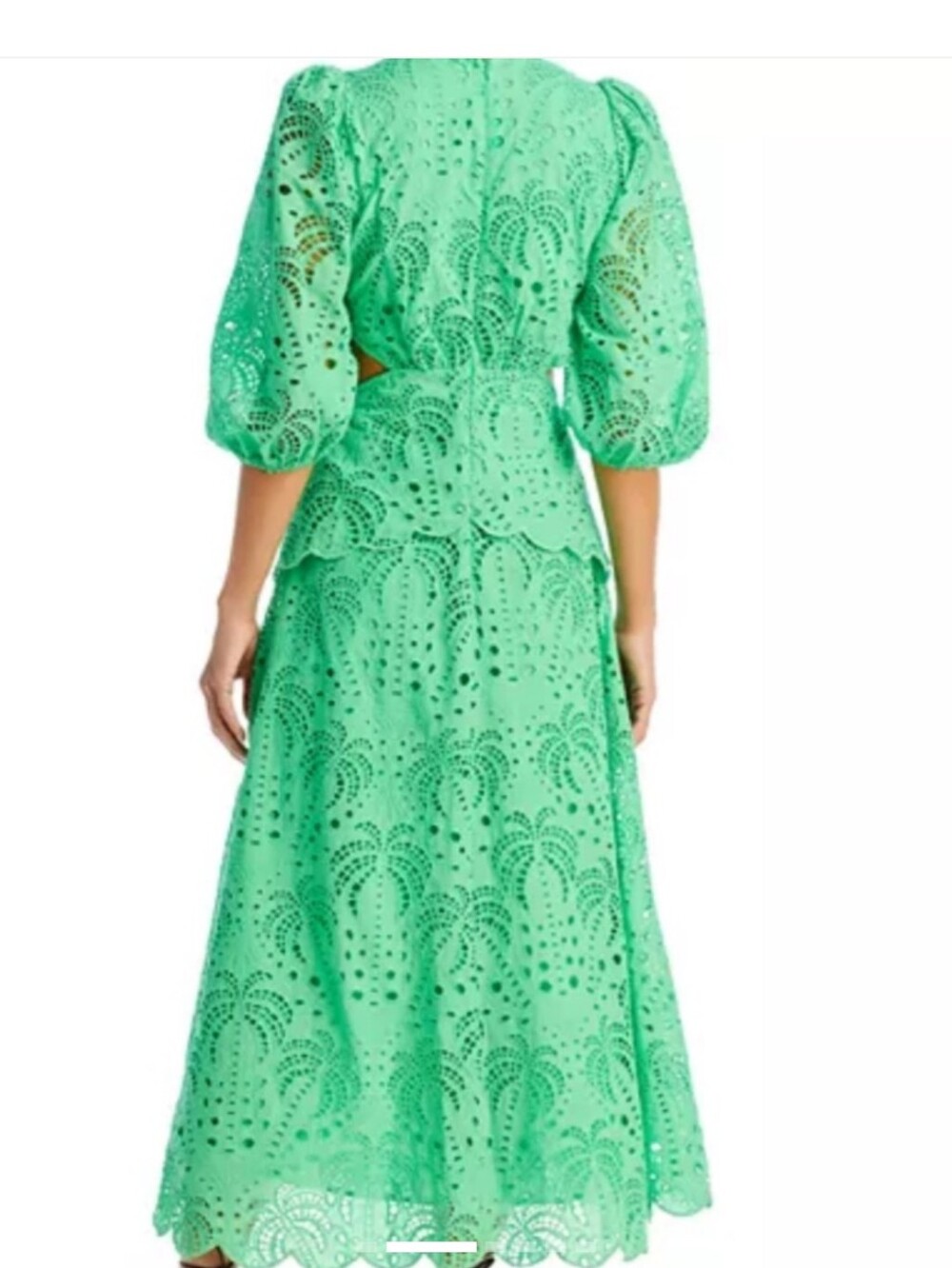Farm Rio Green Richelieu Cutwork Midi Dress Size Small - Picture 2 of 14